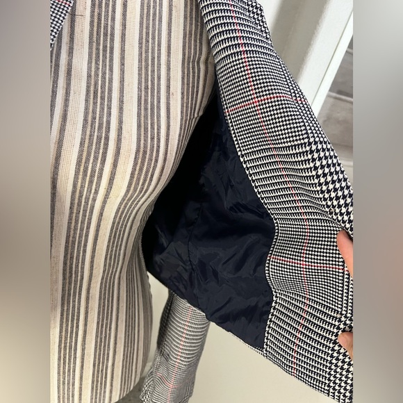 Vintage Chaus Houndstooth Black White Rayon Sz 6 Suit Jacket Blazer Coat - Picture 6 of 8